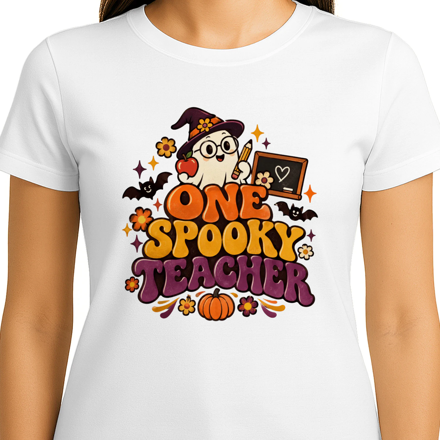 Groovy One Spooky Teacher Shirt | Retro Halloween Teacher Sweatshirt | Cute Ghost Educator Tee | Spooky Season October Classroom Outfit