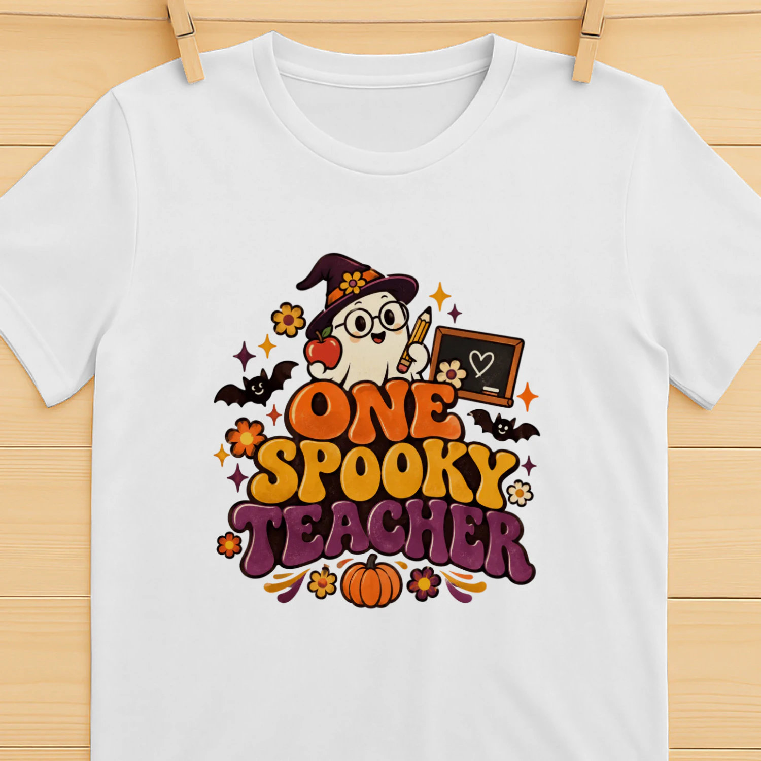 Groovy One Spooky Teacher Shirt | Retro Halloween Teacher Sweatshirt | Cute Ghost Educator Tee | Spooky Season October Classroom Outfit