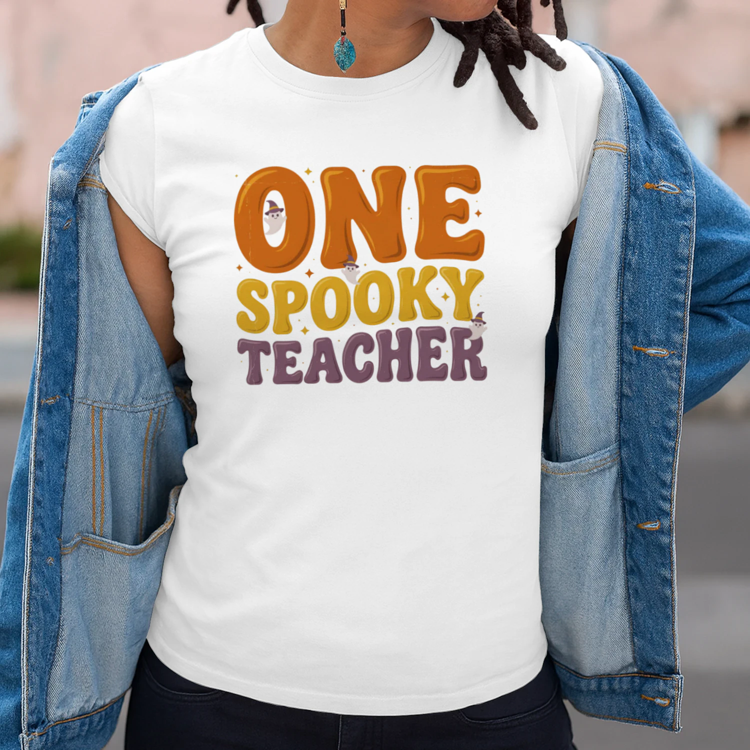 Groovy One Spooky Teacher Shirt, Retro Halloween Teacher Tee, Cute Ghost Educator Apparel, Spooky Season October Classroom Outfit, Vintage Fall Shirt for Women