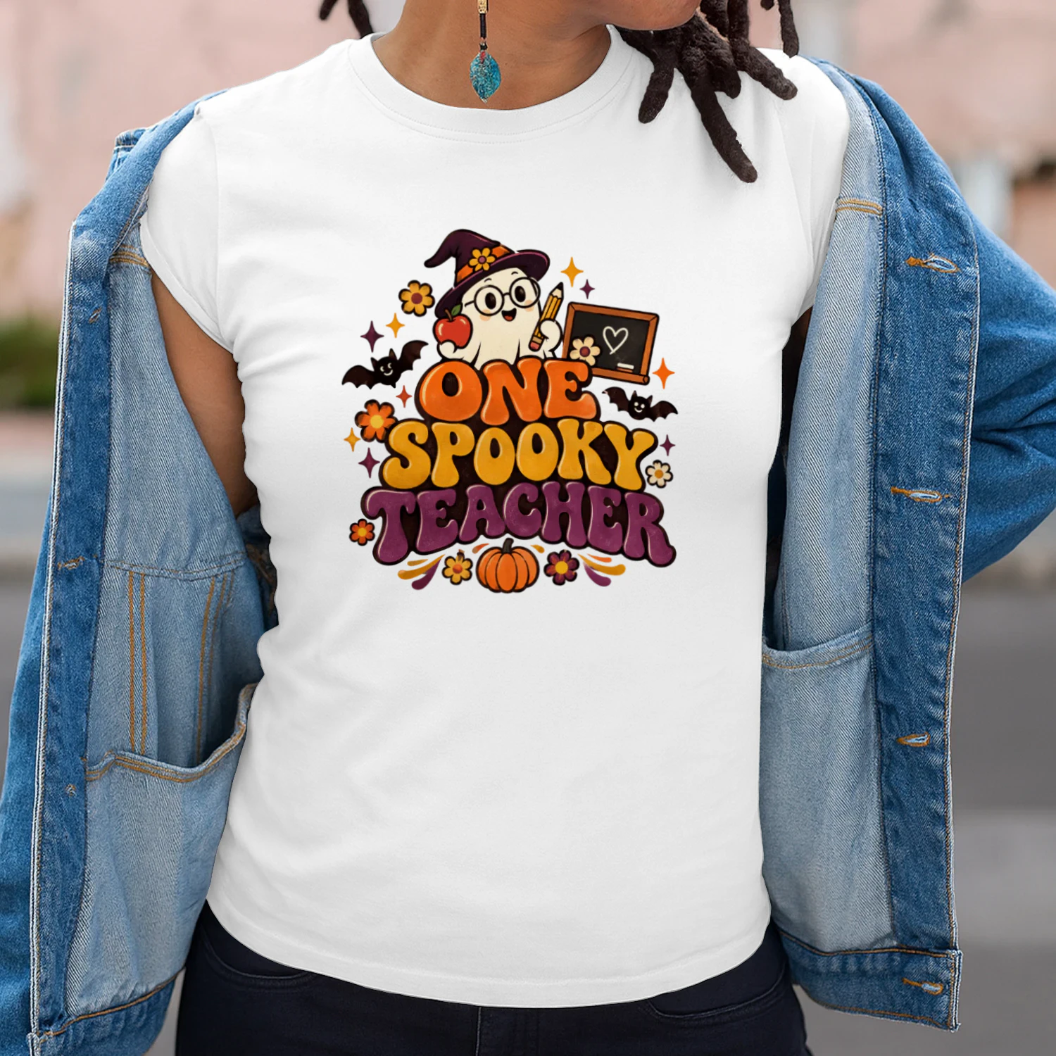 Groovy One Spooky Teacher Shirt | Retro Halloween Teacher Sweatshirt | Cute Ghost Educator Tee | Spooky Season October Classroom Outfit