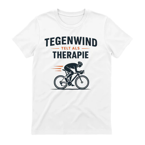 Tegenwind telt als therapie – Grappig wielrenners T-shirt