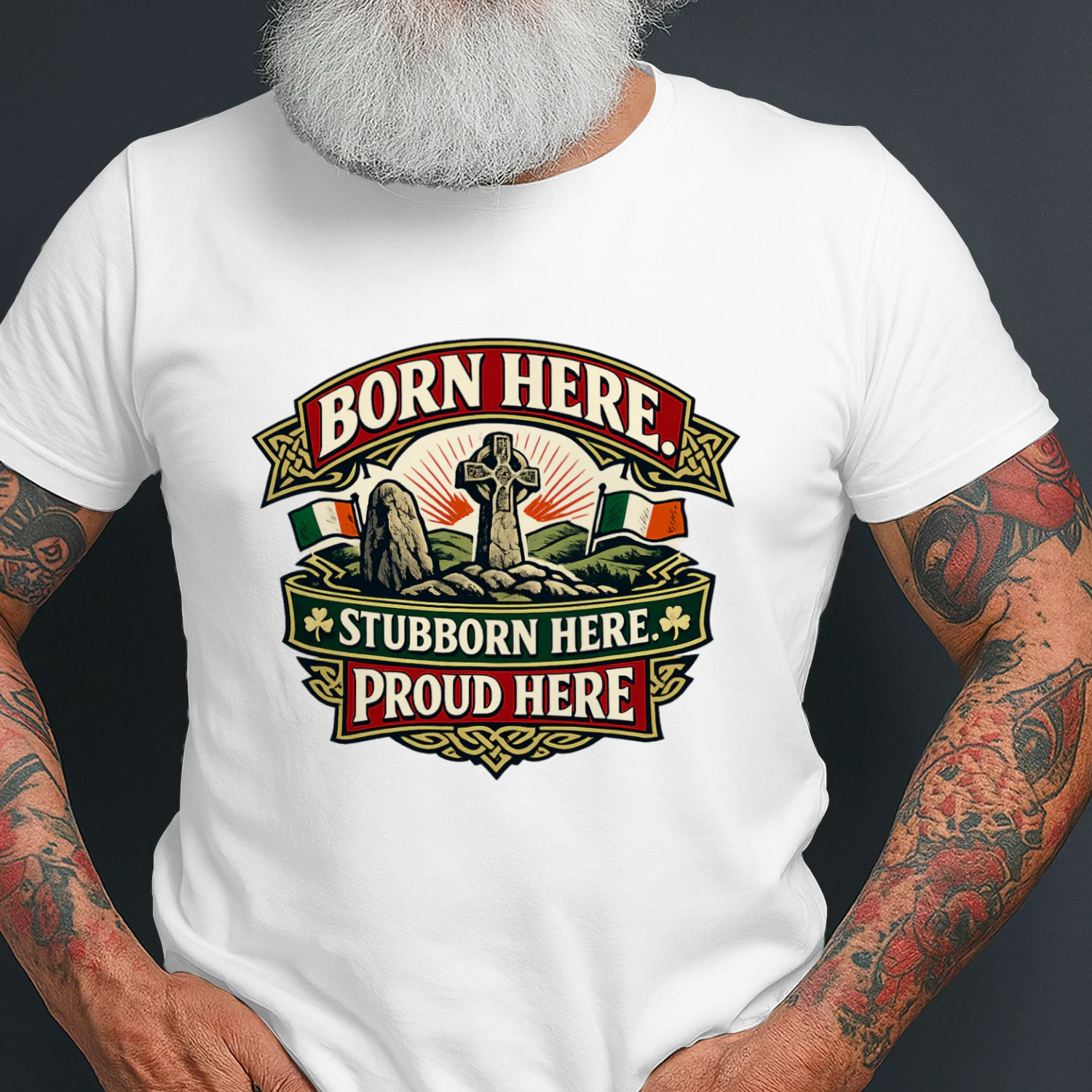Irish Heritage Shirt, Born Here Stubborn Here Proud Here T-Shirt, Ireland Pride Graphic Tee