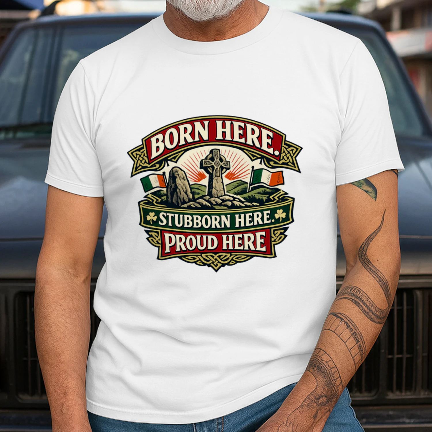 Irish Heritage Shirt, Born Here Stubborn Here Proud Here T-Shirt, Ireland Pride Graphic Tee