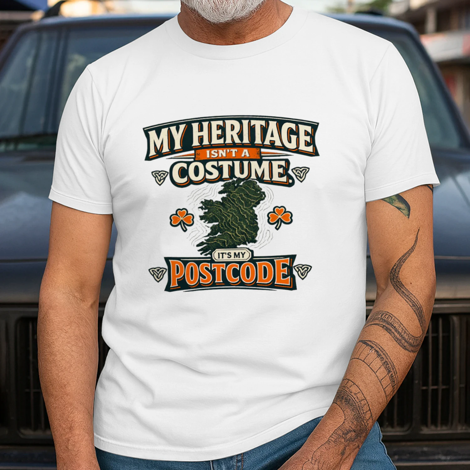 Irish Heritage T-Shirt, My Heritage Isn’t a Costume It’s My Postcode, Ireland Pride Tee