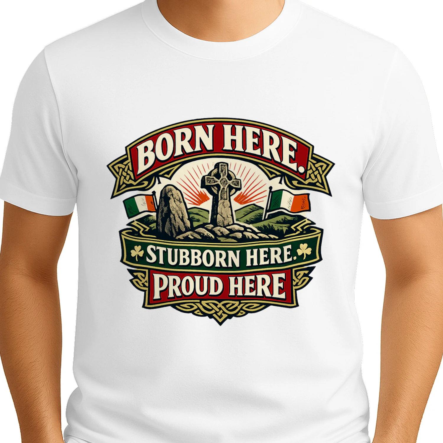Irish Heritage Shirt, Born Here Stubborn Here Proud Here T-Shirt, Ireland Pride Graphic Tee