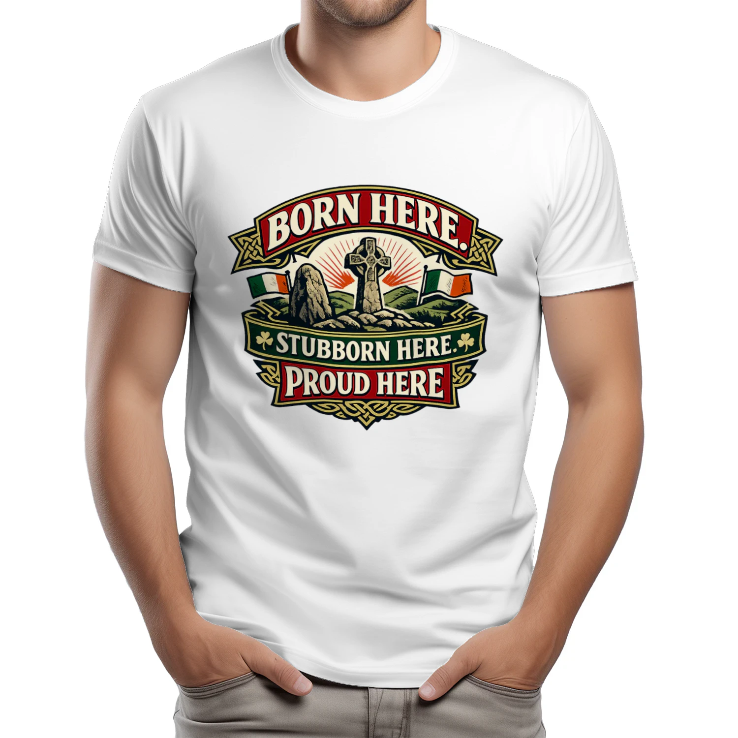 Irish Heritage Shirt, Born Here Stubborn Here Proud Here T-Shirt, Ireland Pride Graphic Tee