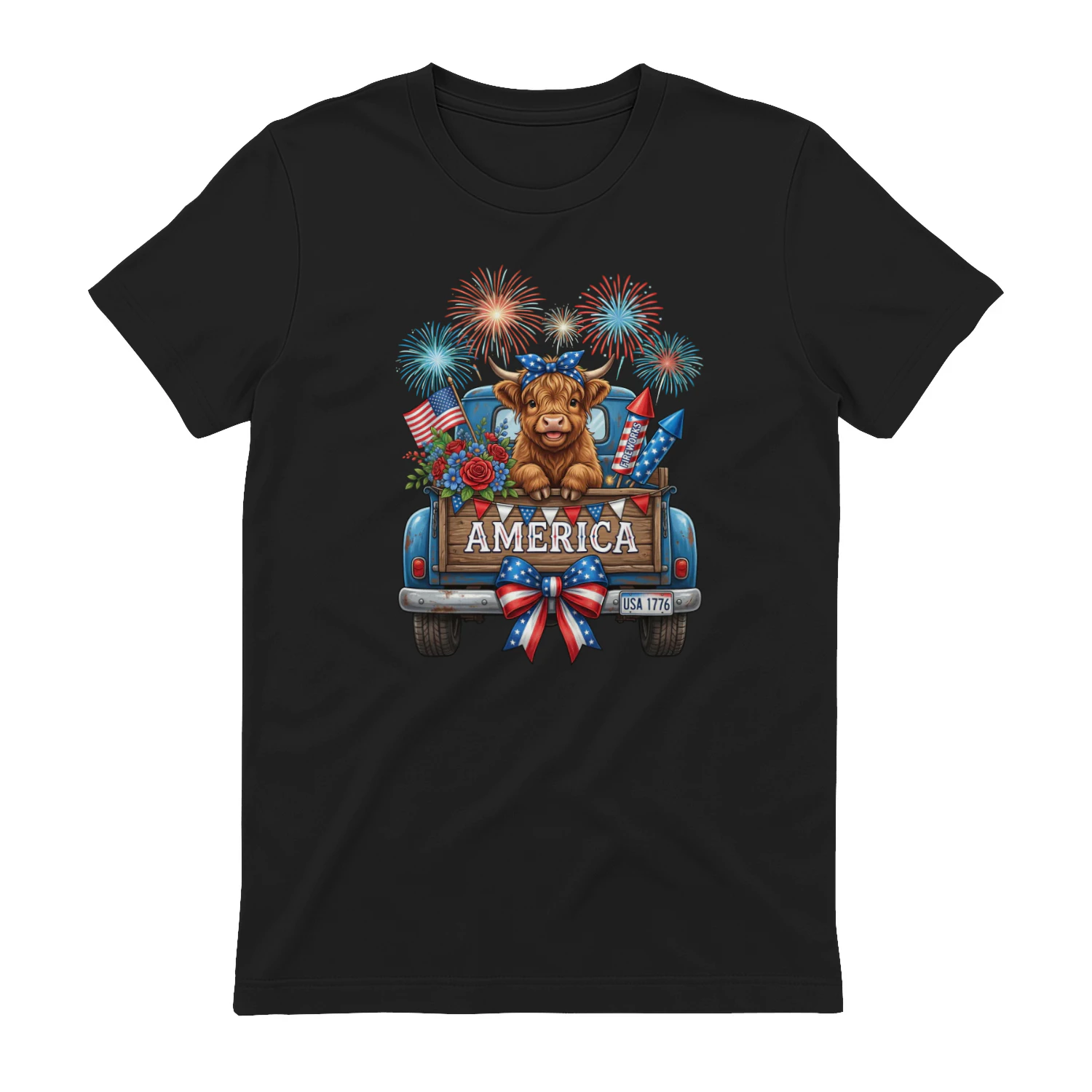 4th of July Highland Cow Tshirt