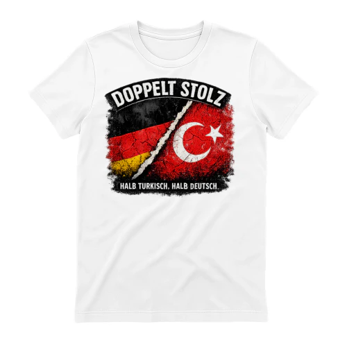 Halb Türkisch Halb Deutsch Stolz T-Shirt - Türkei Deutschland Flagge Geschenk
