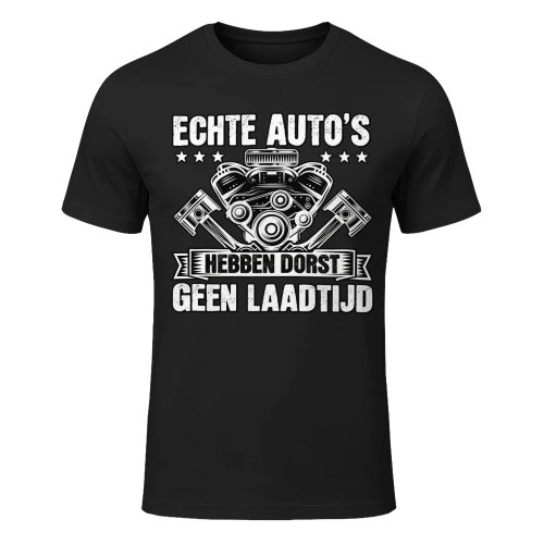 Echte Auto's Hebben Dorst Geen Laadtijd - V8 Motor T-shirt Design