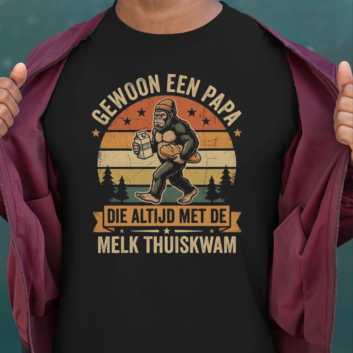 Gewoon Een Papa Die Altijd Met De Melk Thuiskwam - Bigfoot Vader T-Shirt