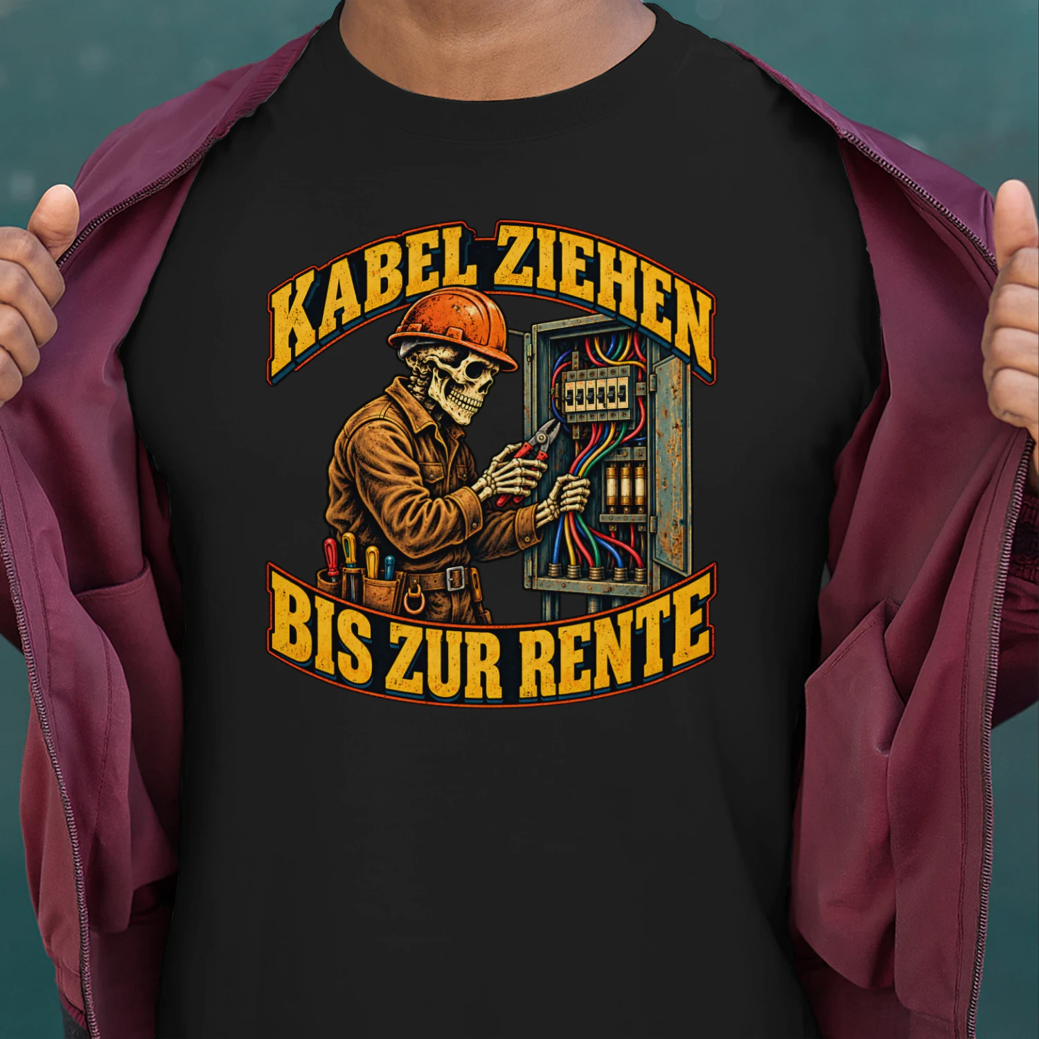 Kabel Ziehen Bis Zur Rente – Lustiges Elektriker T-Shirt