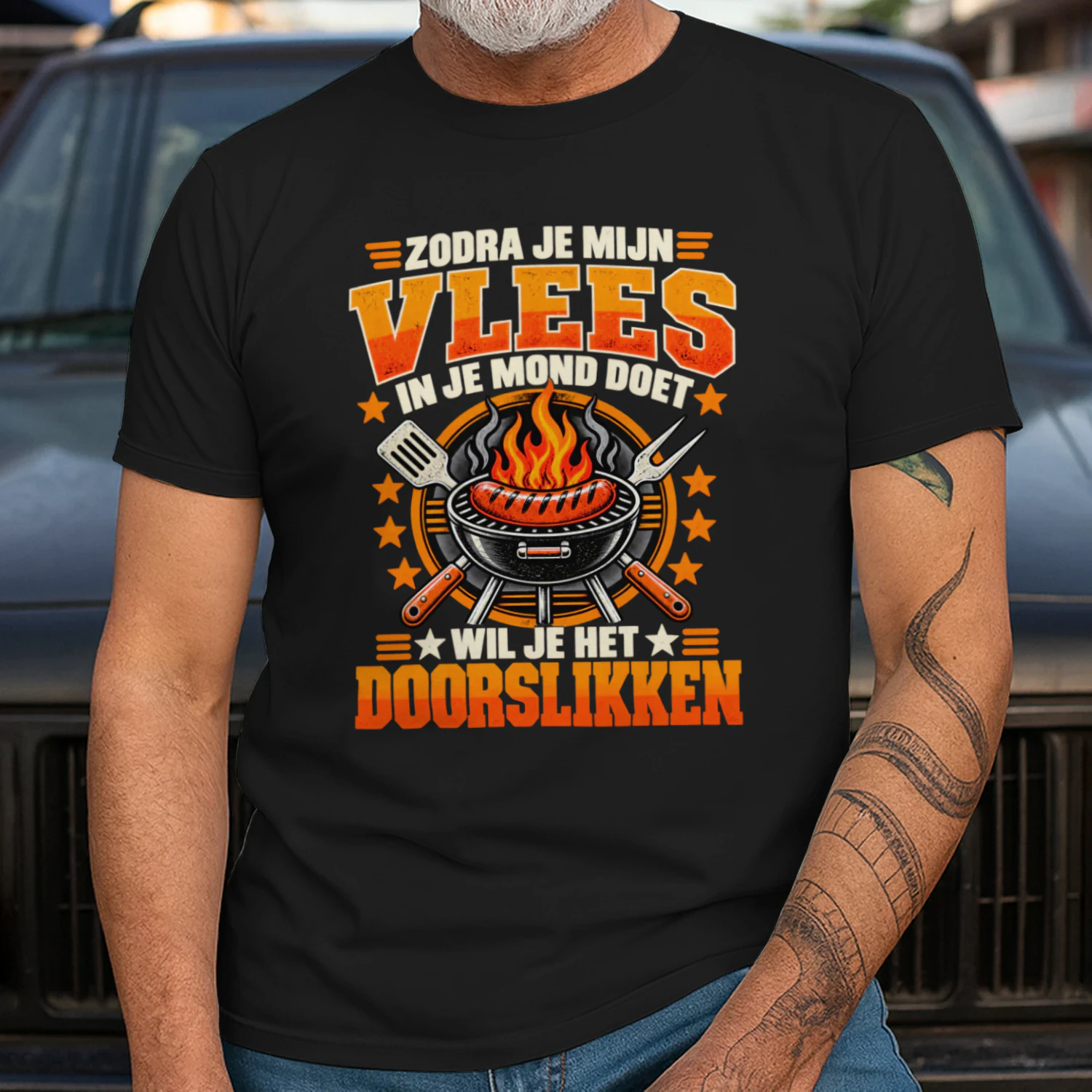 Grappig BBQ T-shirt – Zodra Je Mijn Vlees In Je Mond Doet Wil Je Het Doorslikken 