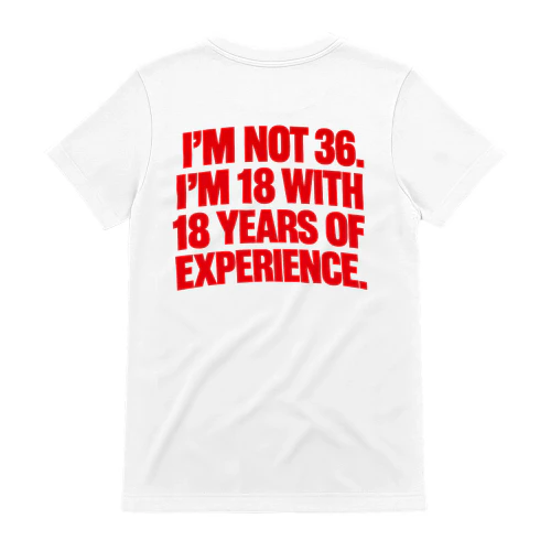 I’M NOT 36. I’M 18 WITH 18 YEARS OF EXPERIENCE. Copy