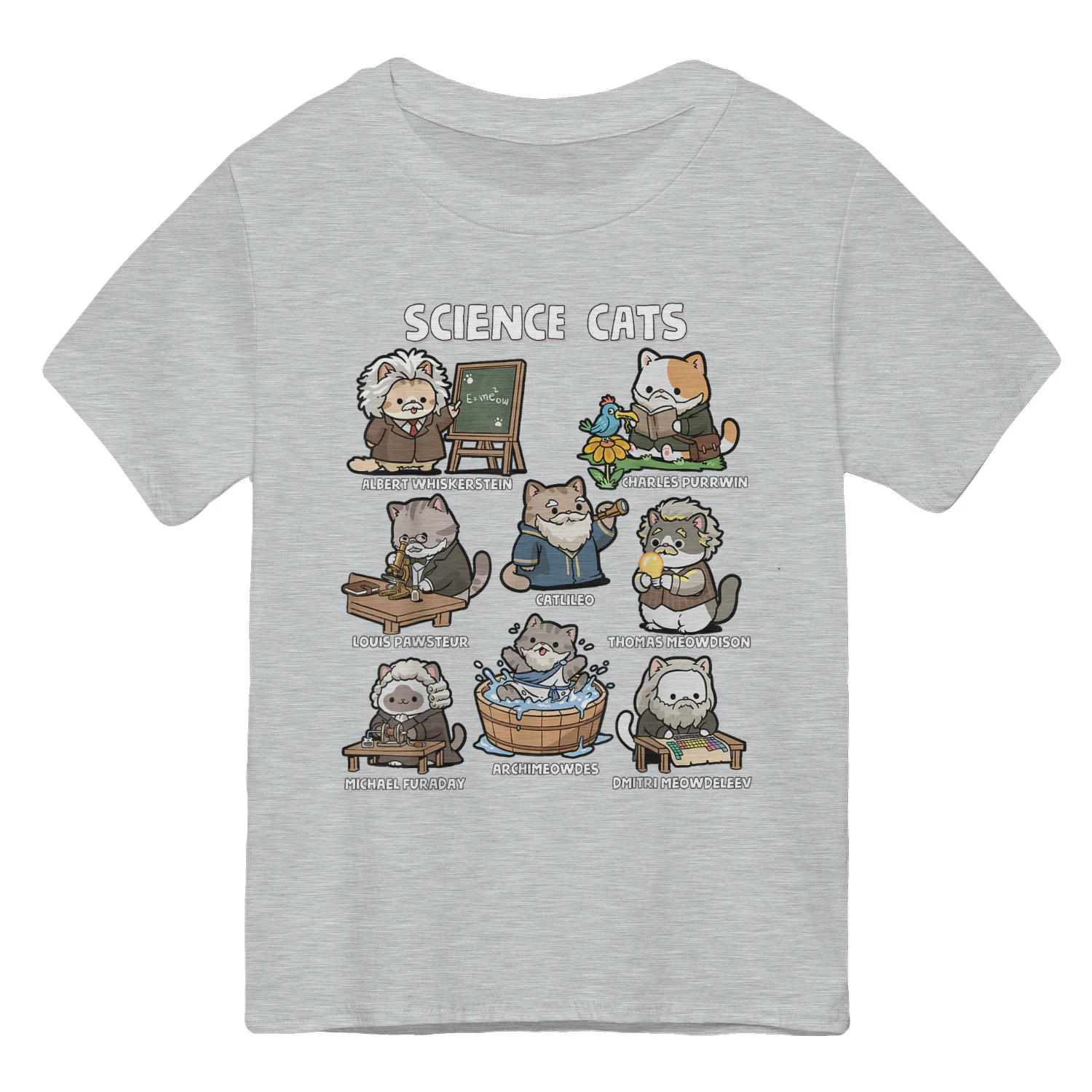 Science Cats Famous Scientists Cartoon Poster
