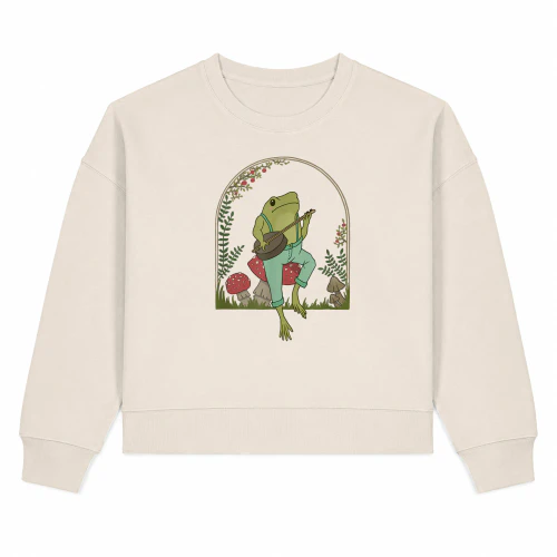 Cottagecore Frog Playing Banjo Mushroom Overalls