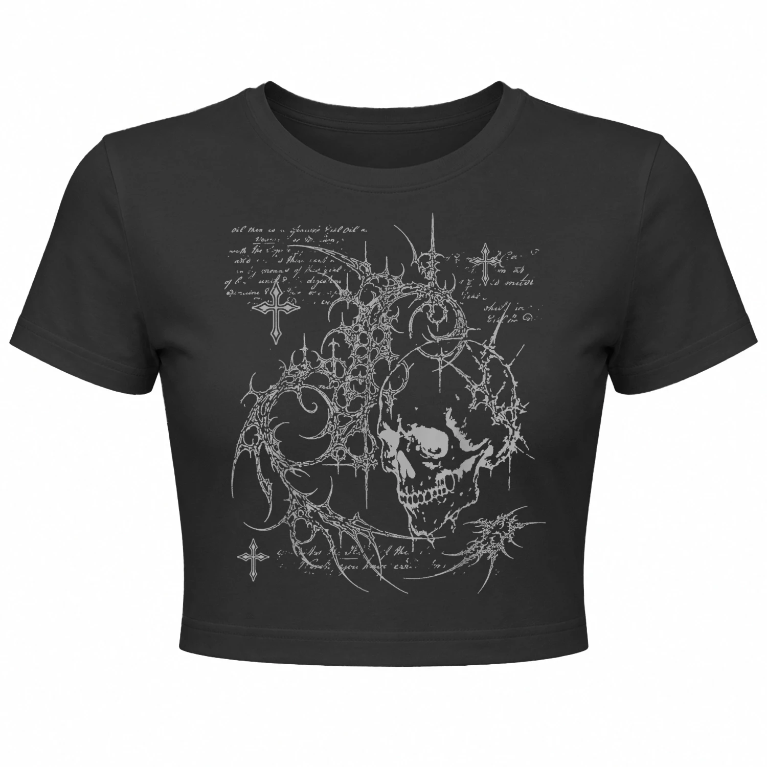 Y2K Grunge Skull Sigil Crosses Gray Design