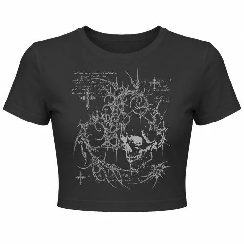 Y2K Grunge Skull Sigil Crosses Gray Design