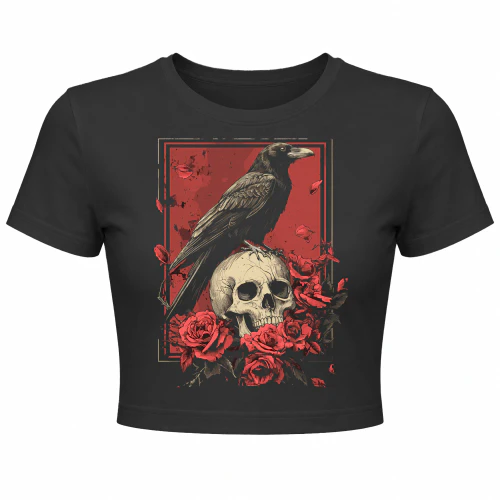 Y2K Raven Crow Skull Roses Gothic Design