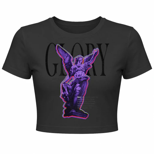 Y2K Glory Purple Angel Statue Streetwear Print