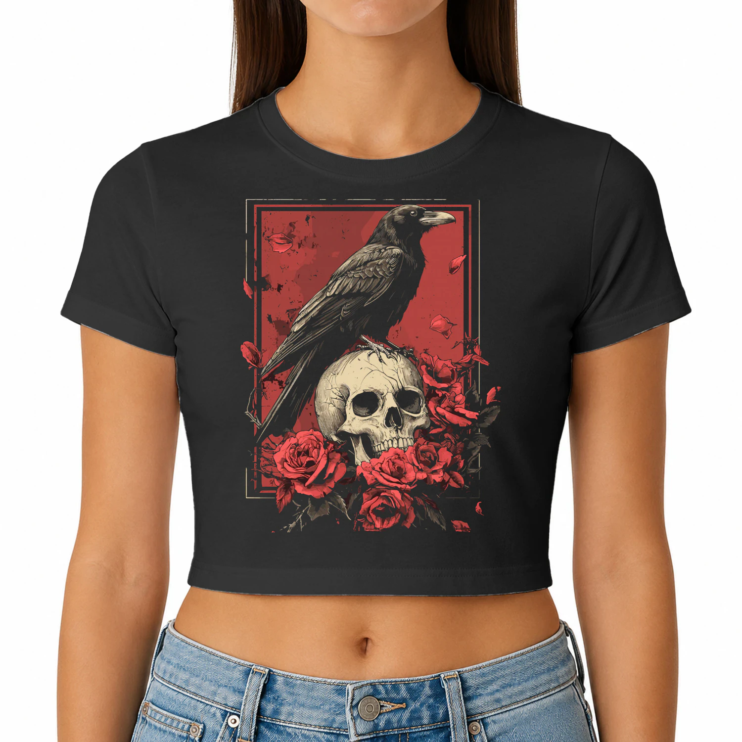 Y2K Raven Crow Skull Roses Gothic Design