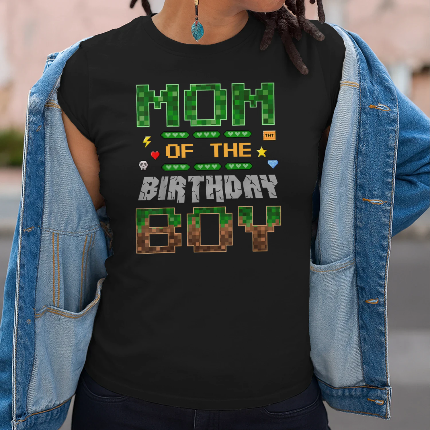 Mom of the Birthday Boy Pixel Gamer Family Love