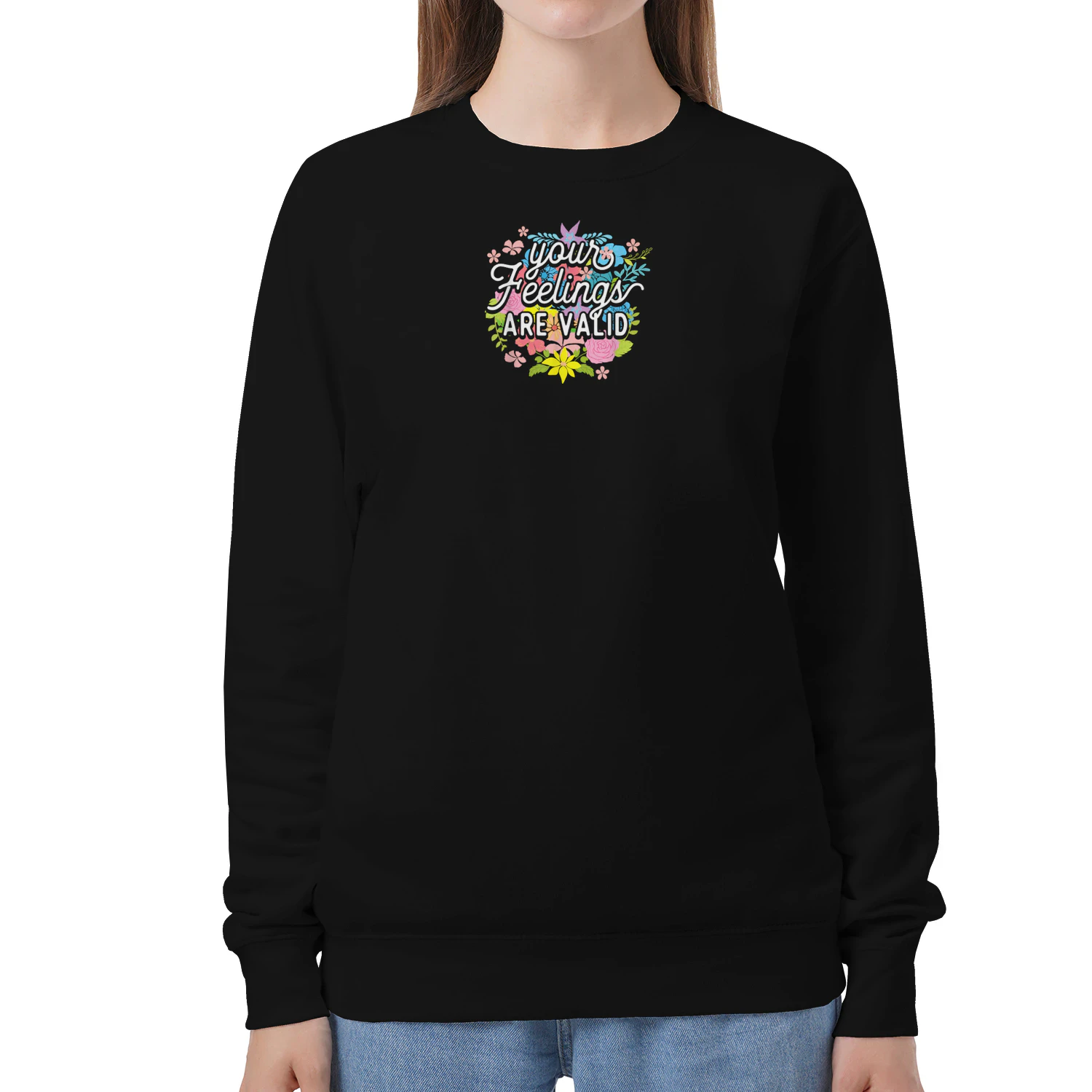 Mental Health Your Feelings Are Valid Colorful Floral Wreath