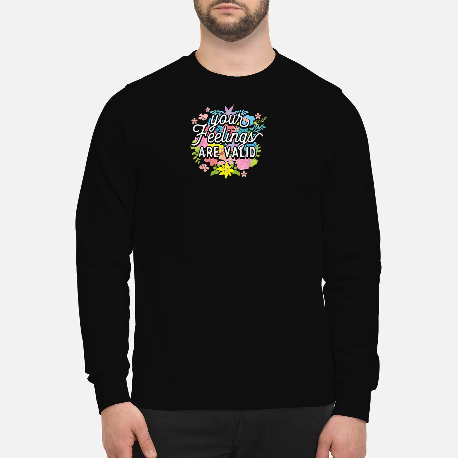 Mental Health Your Feelings Are Valid Colorful Floral Wreath