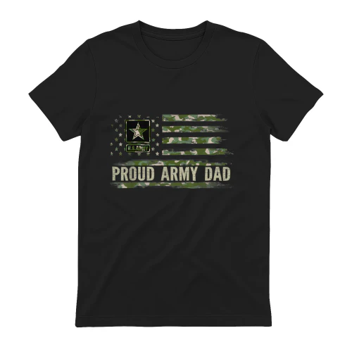 Vintage Proud Army Dad Camo American Flag Veteran