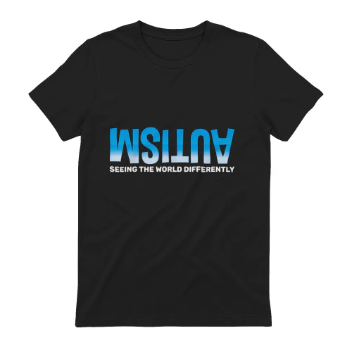 Autism Seeing The World Differently Blue Gradient Text