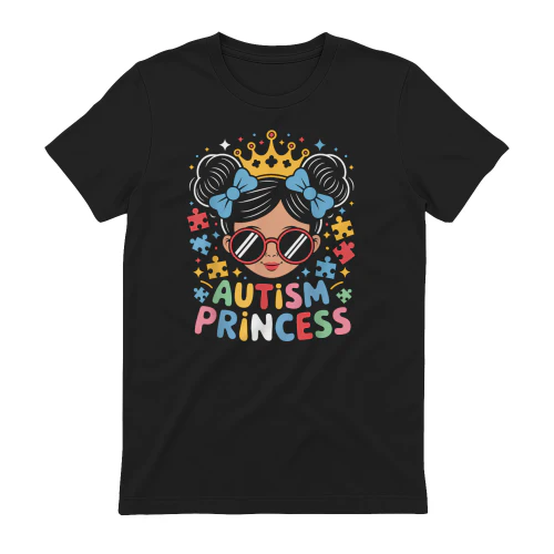Autism Princess Girl Crown Bows Puzzle Piece