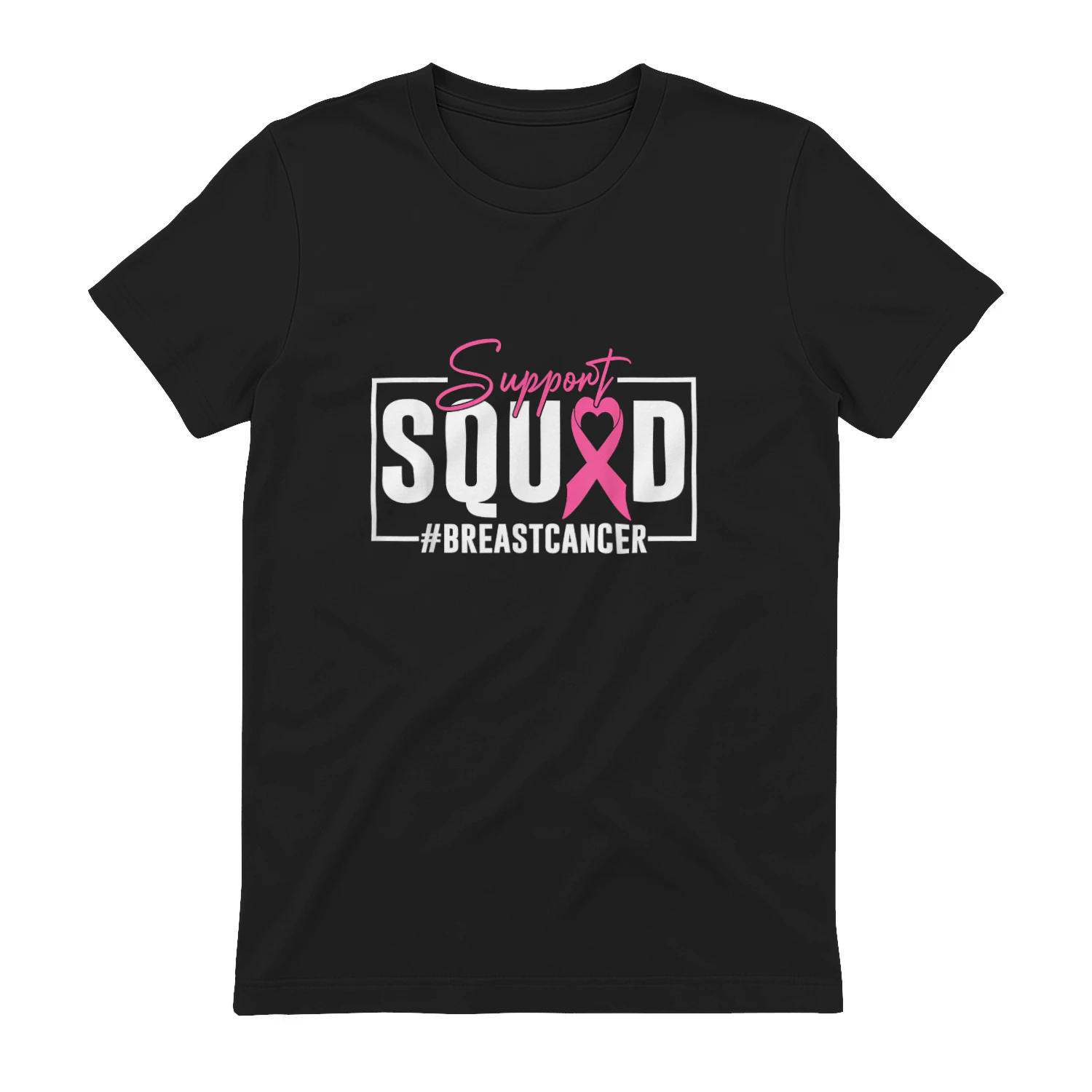 Cancer Support Squad Pink Ribbon Heart Breast Cancer Warrior