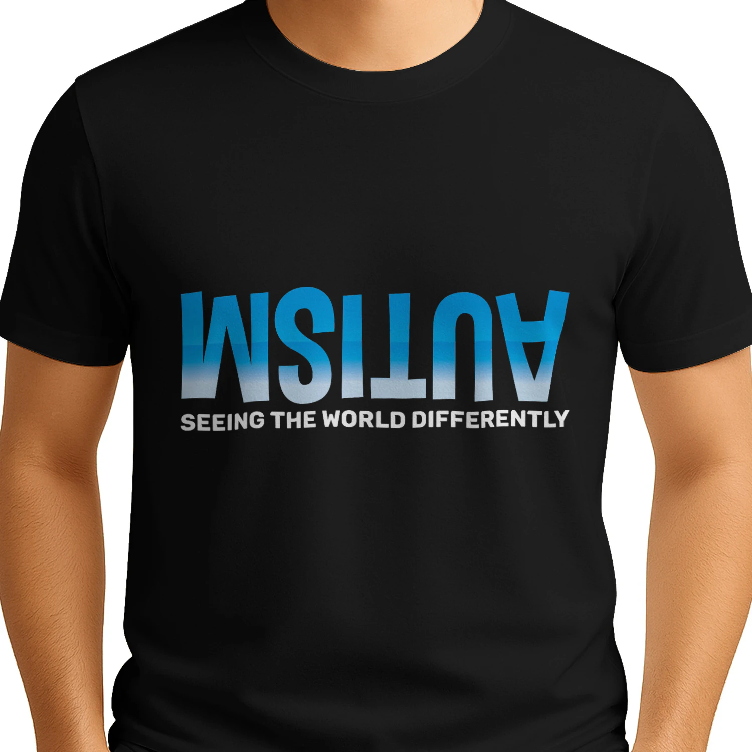 Autism Seeing The World Differently Blue Gradient Text
