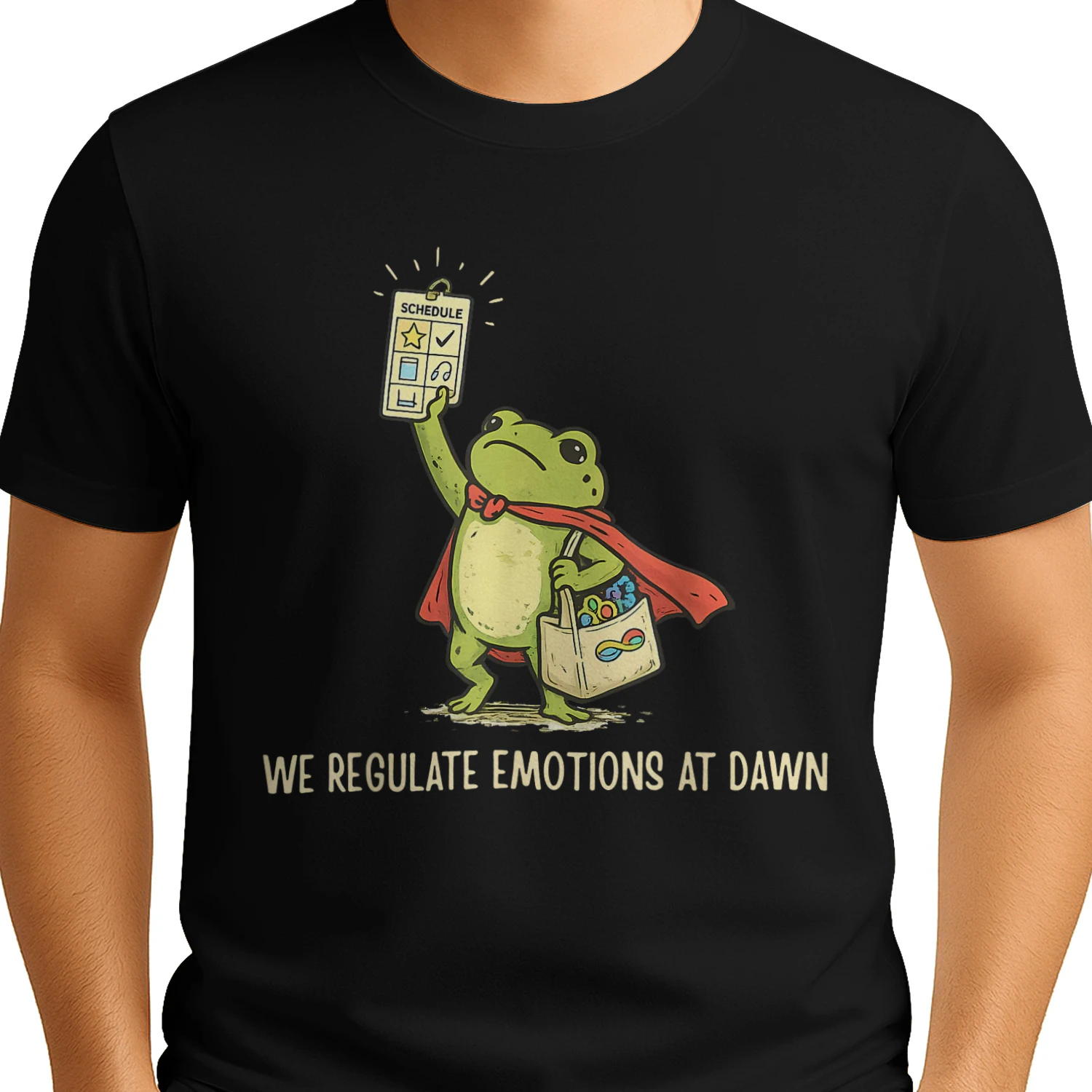 Autism We Regulate Emotions at Dawn Superhero Frog Schedule Funny