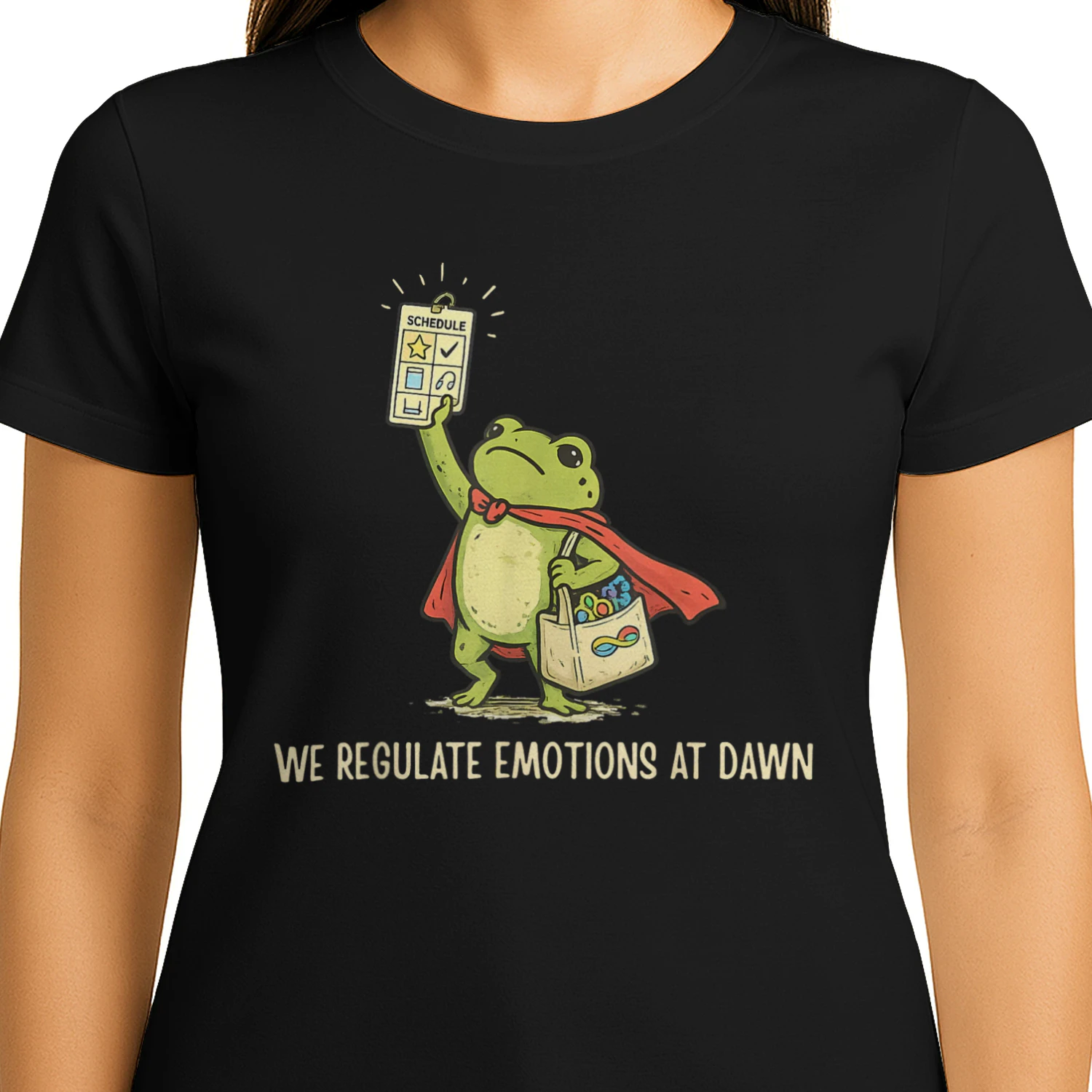 Autism We Regulate Emotions at Dawn Superhero Frog Schedule Funny