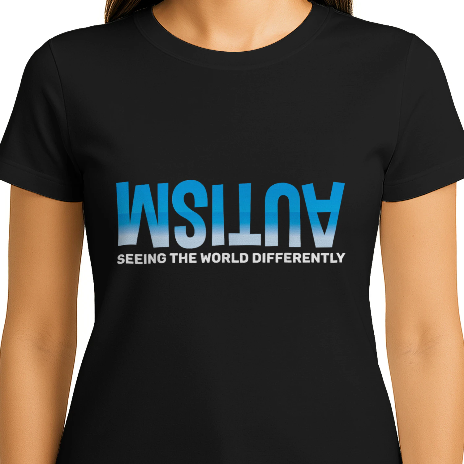 Autism Seeing The World Differently Blue Gradient Text