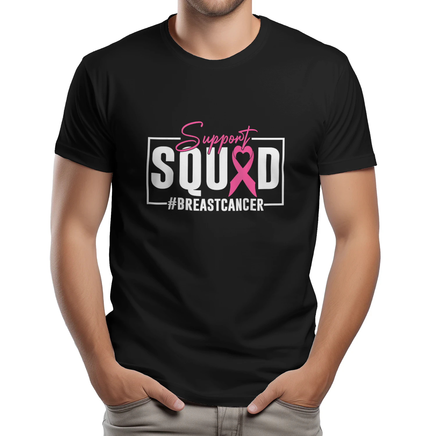 Cancer Support Squad Pink Ribbon Heart Breast Cancer Warrior