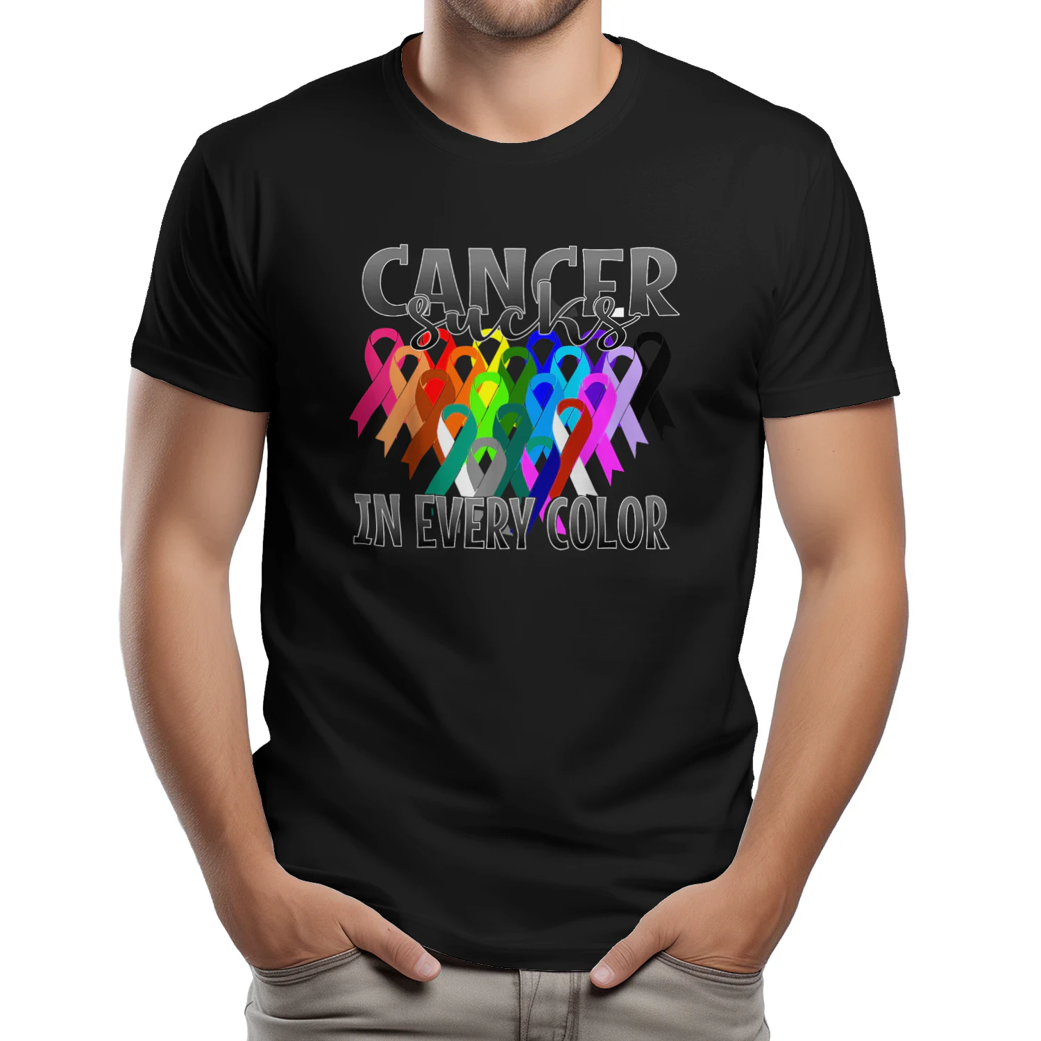 Cancer Sucks in Every Color Awareness Ribbons Rainbow