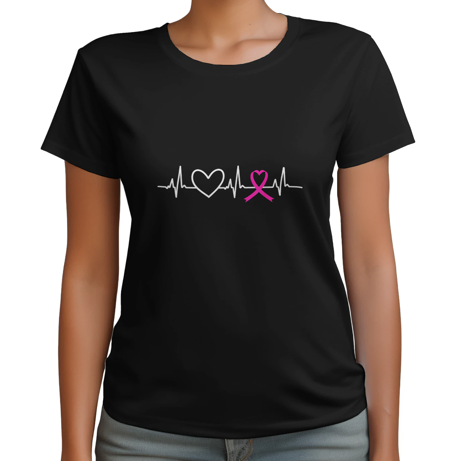 Cancer Pink Ribbon Heartbeat Heart Breast Cancer Awareness