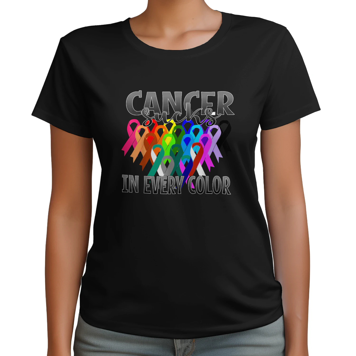 Cancer Sucks in Every Color Awareness Ribbons Rainbow