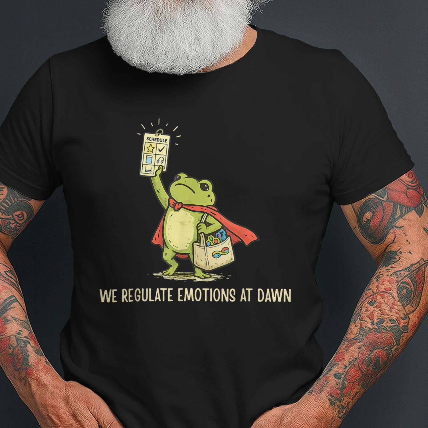 Autism We Regulate Emotions at Dawn Superhero Frog Schedule Funny