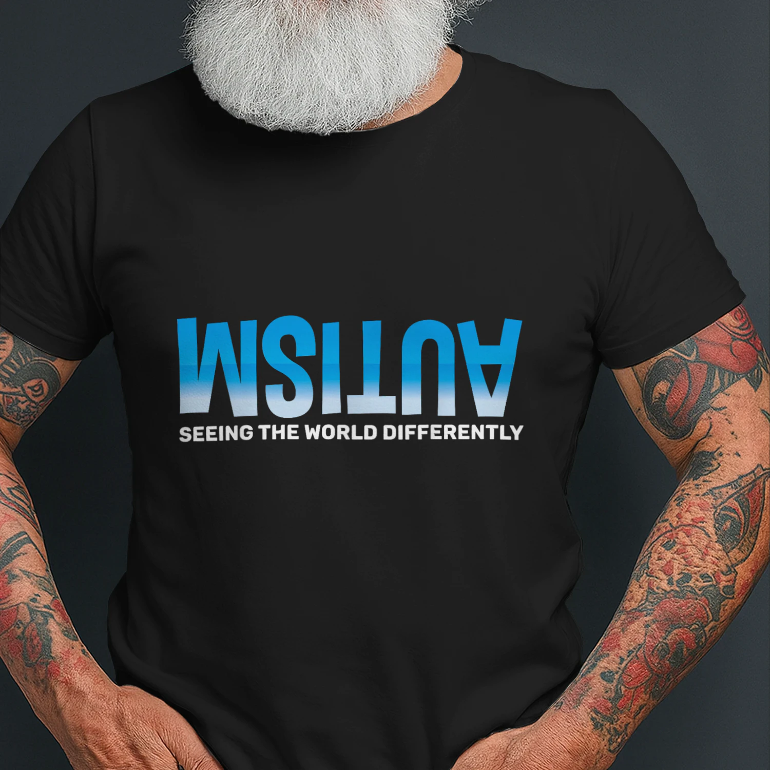 Autism Seeing The World Differently Blue Gradient Text