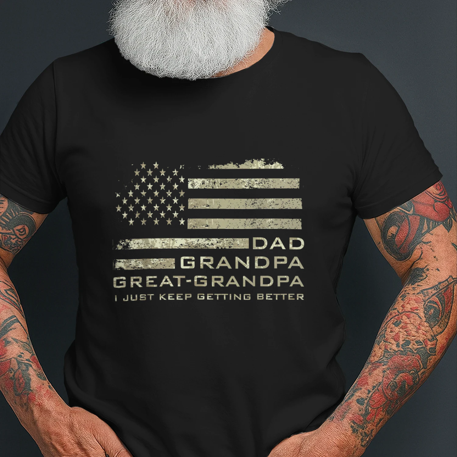 Dad Grandpa Great Grandpa American Flag Fathers