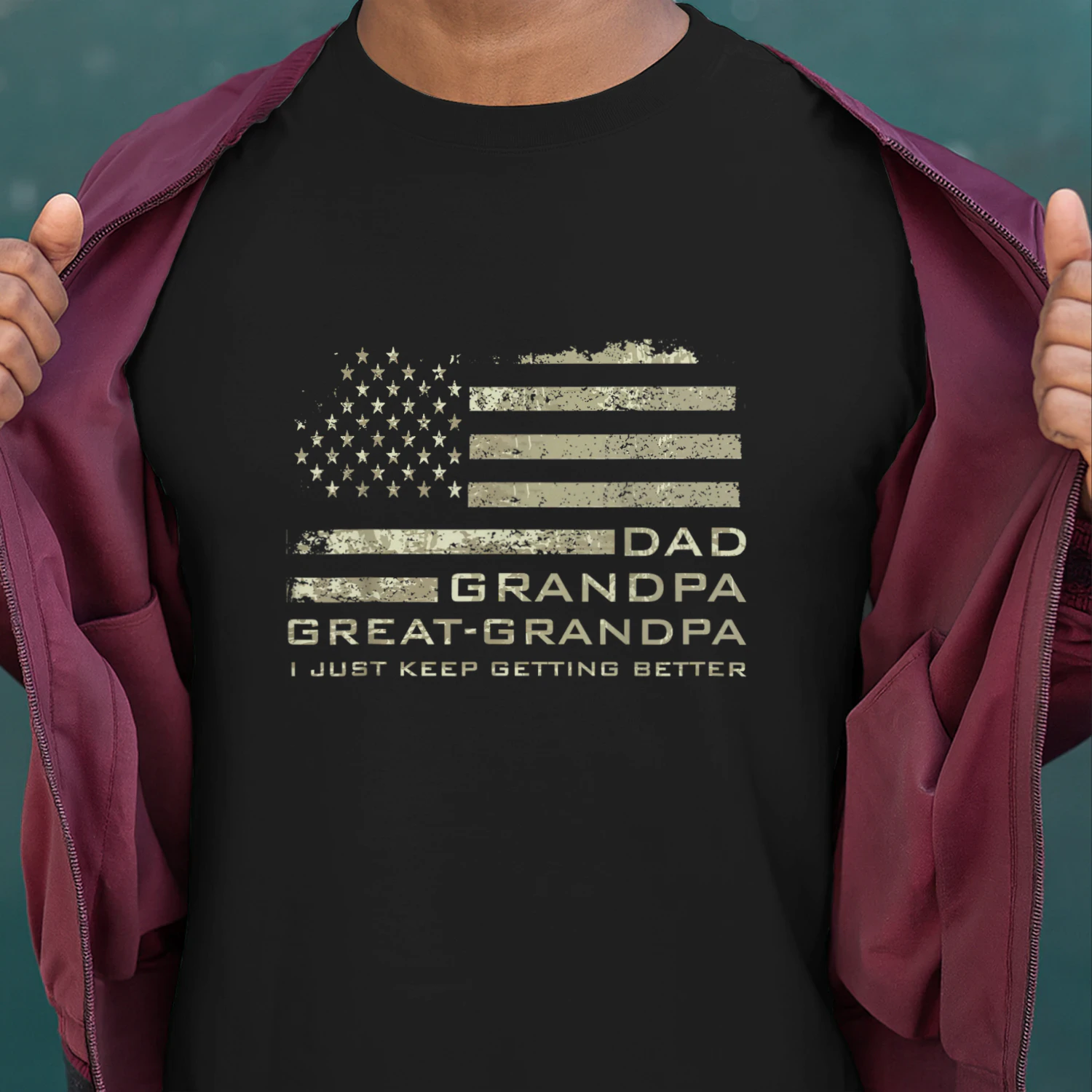 Dad Grandpa Great Grandpa American Flag Fathers