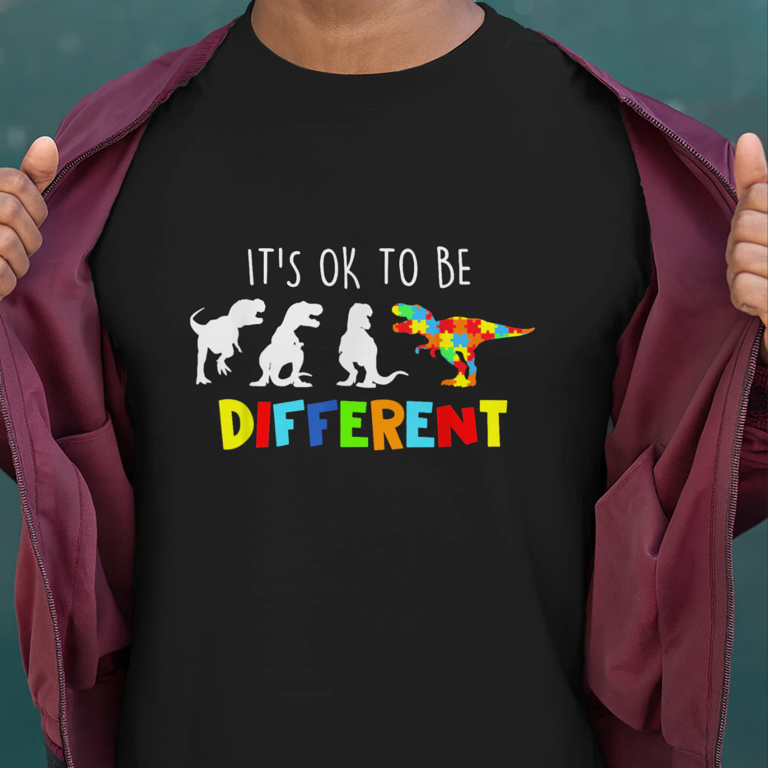 Autism Its Ok To Be Different Dinosaur Puzzle T-Rex