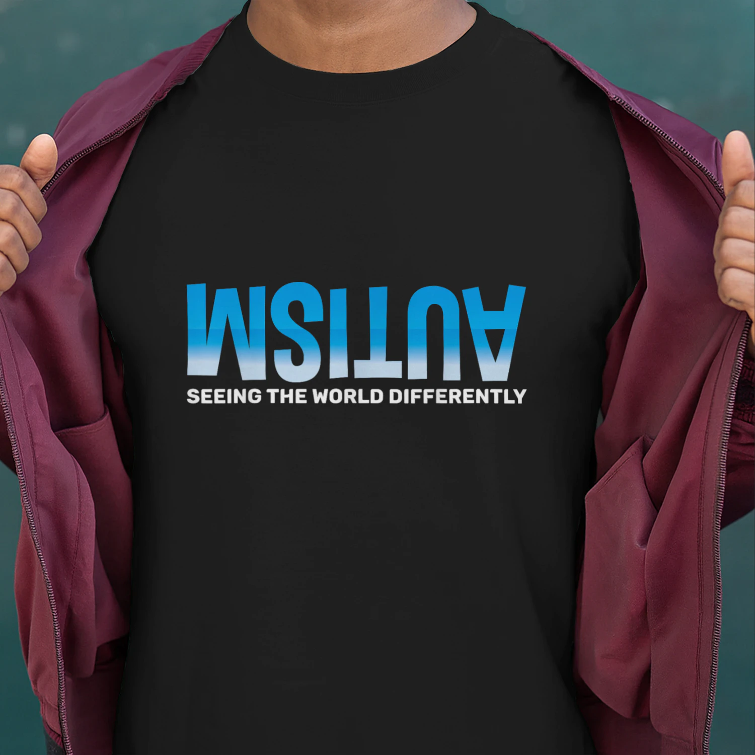 Autism Seeing The World Differently Blue Gradient Text