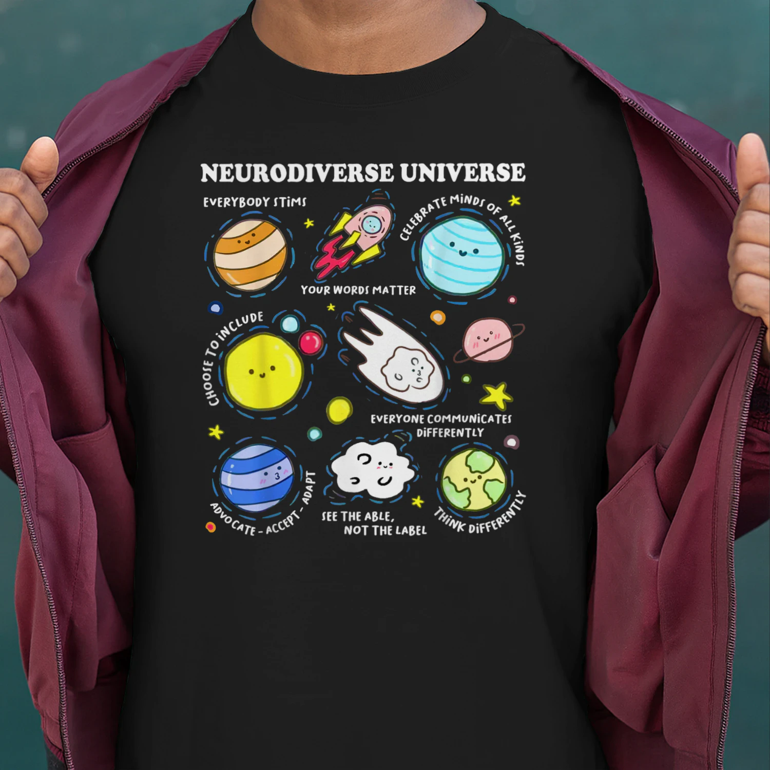 Autism Neurodiverse Universe Cute Planets Celebrate Minds of All Kinds