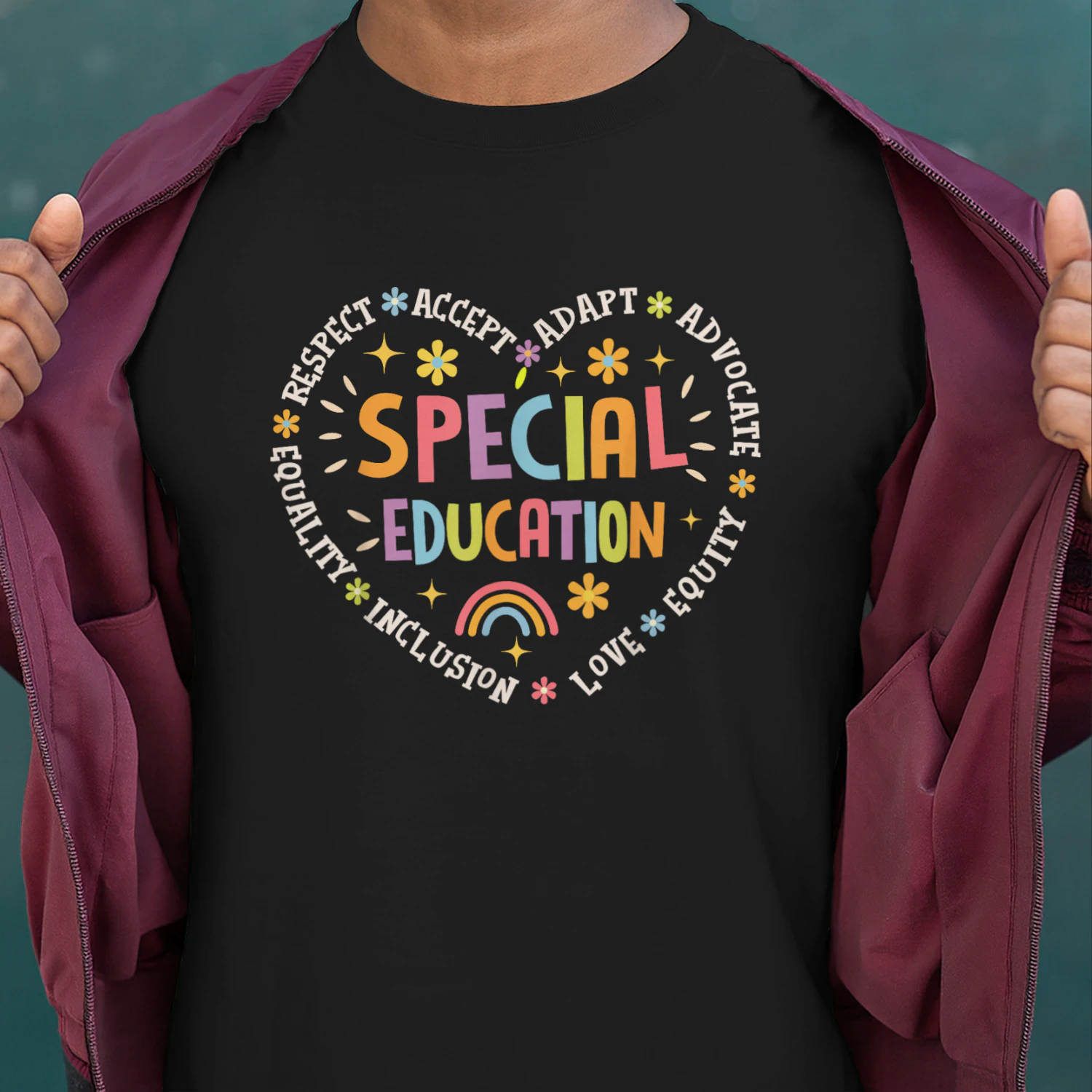 Autism Special Education Heart Respect Accept Adapt Advocate Rainbow