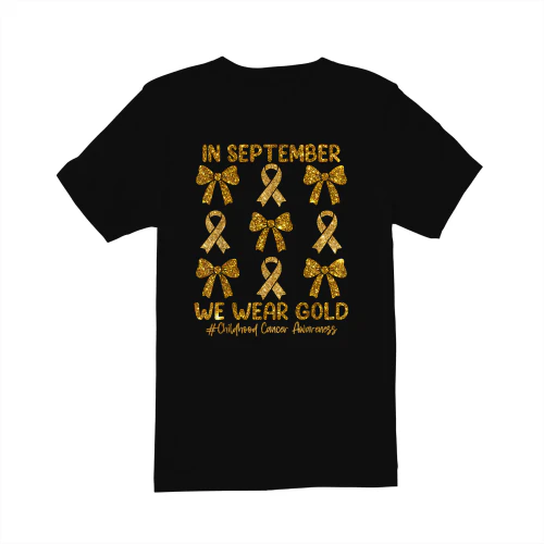 Cancer In September We Wear Gold Glitter Ribbons Bows Childhood Cancer