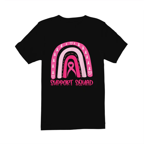 Cancer Support Squad Pink Rainbow Ribbon Breast Cancer