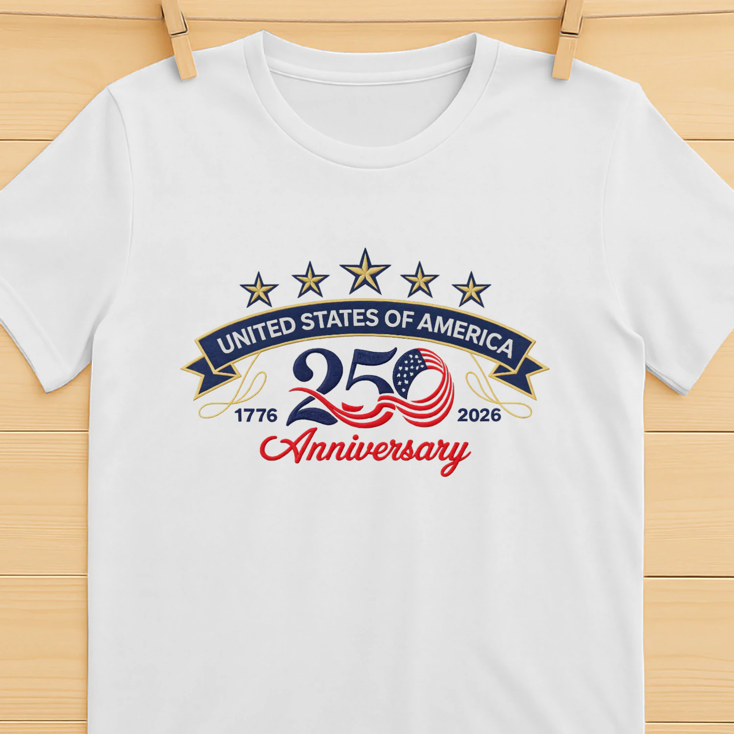 USA 250th Anniversary Embroidery Classic Unisex T-shirt
